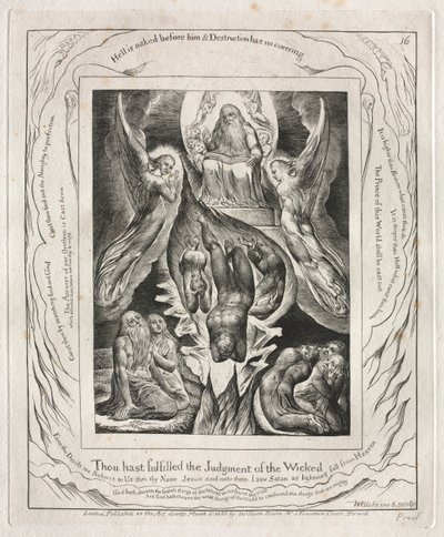 Das Buch Hiob: Pl. 16, Du hast das Urteil der Gottlosen erfüllt von William Blake