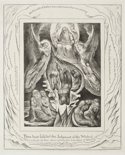 Das Buch Hiob: Pl. 16, Du hast das Urteil der Gottlosen erfüllt von William Blake