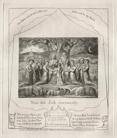 Das Buch Hiob: Pl. 1, So tat Hiob immer, 1825 von William Blake