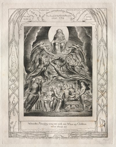 Das Buch Hiob: Pl. 2, Als der Allmächtige noch mit mir war, Als meine Kinder..., 1825 von William Blake