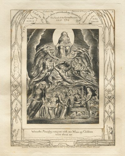 Das Buch Hiob: Pl. 2, Als der Allmächtige noch mit mir war, als meine Kinder um mich waren von William Blake