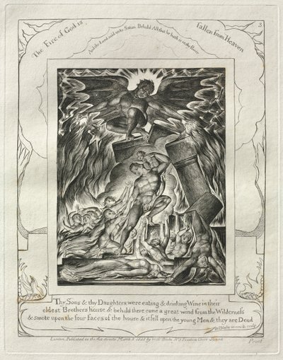Das Buch Hiob: Pl. 3, Deine Söhne und Töchter aßen und tranken Wein..., 1825 von William Blake