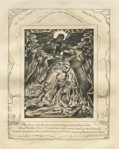 Das Buch Hiob: Pl. 3, Deine Söhne und Töchter aßen und tranken Wein..., 1825 von William Blake