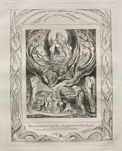 Das Buch Hiob: Pl. 5, Da ging Satan aus der Gegenwart des Herrn von William Blake