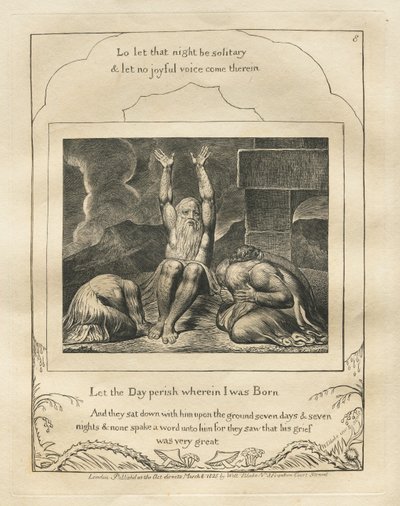 Das Buch Hiob: Pl. 8, Verflucht sei der Tag, an dem ich geboren wurde, 1825 von William Blake