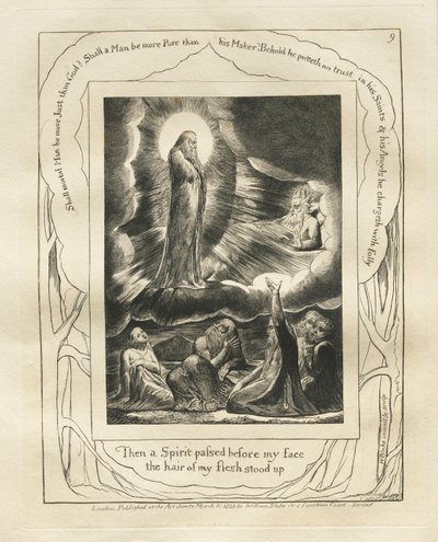 Das Buch Hiob: Pl. 9, Dann ging ein Geist vor meinem Gesicht vorbei, das Haar meines Fleisches stellte sich auf, 1825 von William Blake