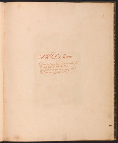 Das Buch Thel, Tafel 1, Thels Motto... von William Blake