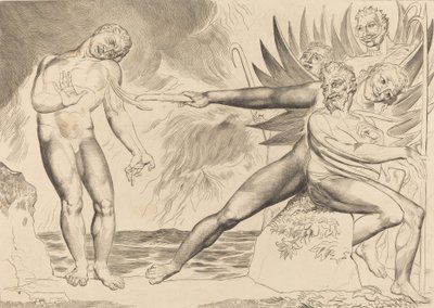 Der Kreis der korrupten Beamten, die Teufel quälen Ciampolo von William Blake