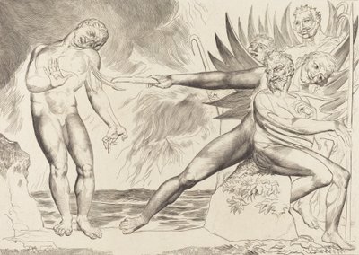 Der Kreis der korrupten Beamten, die Teufel quälen Ciampolo von William Blake