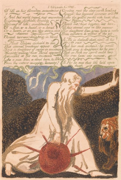 Das erste Buch Urizen, Tafel 20, "Von lebensverlassenen Bergen . . . ." (Bentley 23) von William Blake