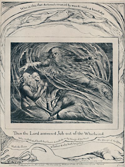 Der Herr antwortet Hiob aus dem Wirbelwind. Aus Hiob., um 1780-1820, 1923 von William Blake