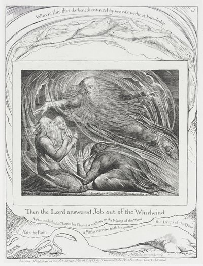 Der Herr antwortet Hiob aus dem Wirbelsturm von William Blake