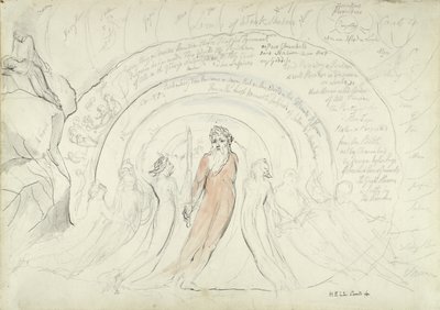 Die Schatten von Homer und anderen Dichtern der Antike, Illustration zur Göttlichen Komödie von Dante Alighieri, 1824-27 von William Blake