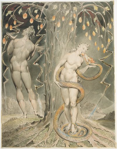 Die Versuchung und der Fall von Eva (Illustration zu Miltons "Verlorenes Paradies") von William Blake