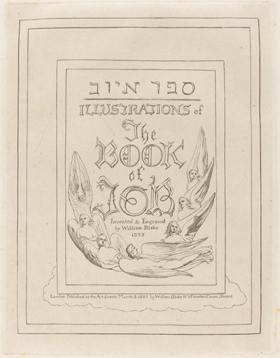 Titelseite der gravierten Illustrationen zum Buch Hiob von William Blake
