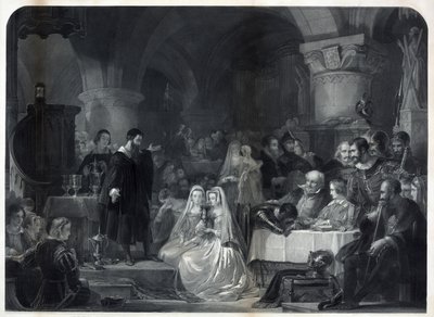 John Knox, der die erste protestantische Kommunion verwaltet, veröffentlicht 1849 von William Bonner