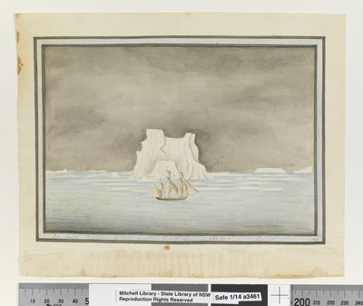 Gegenüber S. 147. `Eis passiert am 25. November 1788. Breite 57 Grad 30 Minuten Süd. Länge 288 Grad 00 Minuten Ost in der Sirius