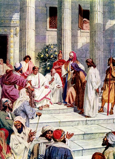 Jesus wird zu Pontius Pilatus gebracht - Bibel von William Brassey Hole