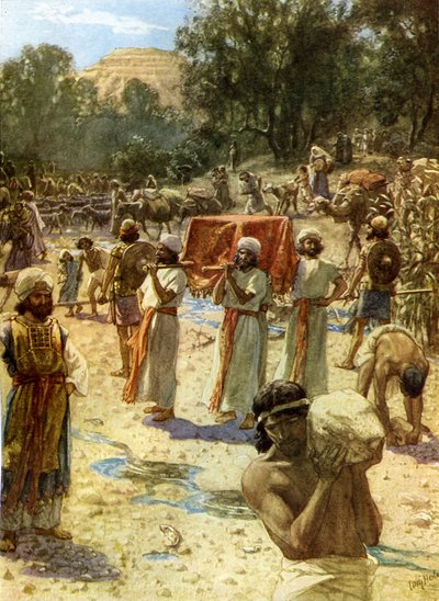 Die israelitischen Priester tragen die Bundeslade - Bibel von William Brassey Hole
