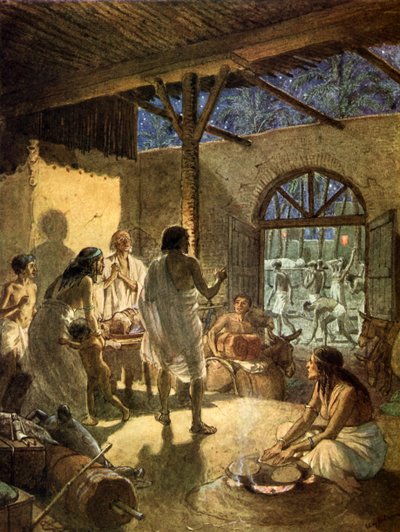 Der Tod des Erstgeborenen, die letzte der zehn Plagen. - Bibel von William Brassey Hole