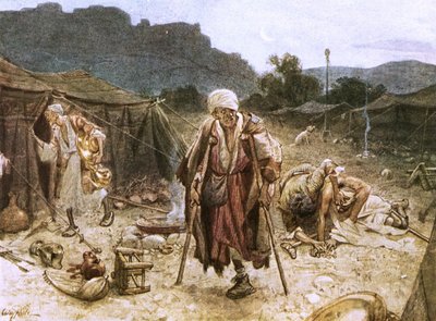 Die vier Aussätzigen plündern das Lager der Syrer von William Brassey Hole