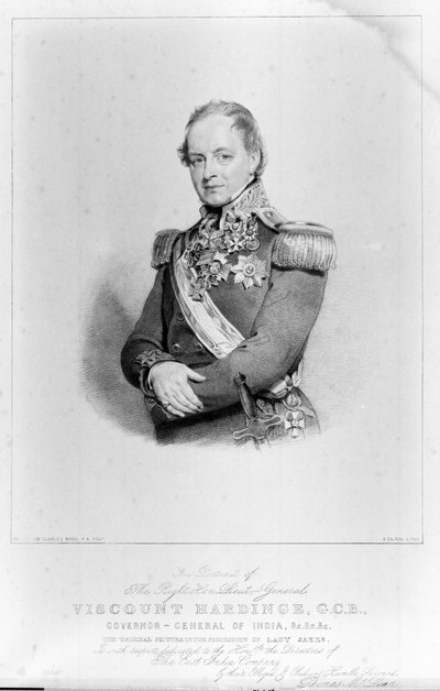Der ehrenwerte Generalleutnant Viscount Hardinge, GCB, Generalgouverneur von Indien von William Charles (after) Ross