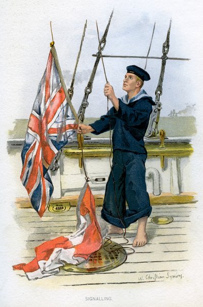 Matrose der Royal Navy signalisiert, um 1890-1893 von William Christian Symons