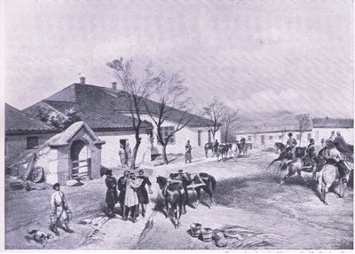 Lord Raglans Hauptquartier in Khutor-Karagatch, Illustration aus British Battles on Land and Sea, 1915 von William Crimea Simpson
