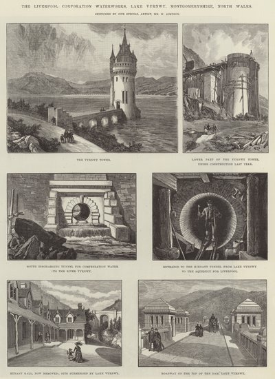 Die Wasserwerke der Liverpool Corporation, Lake Vyrnwy, Montgomeryshire, Nordwales von William Crimea Simpson