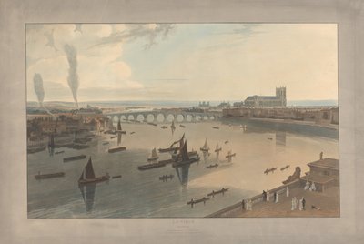 Tafel VI: London, Westminster Bridge und die Abtei von William Daniell
