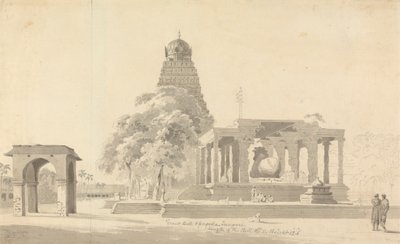 Der große Stier und die Pagode in Tanjore von William Daniell