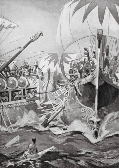 Die Niederlage einer ionischen Flotte (Lithografie) von William Edward (after) Wigfull