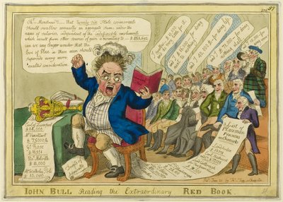 John Bull liest das außergewöhnliche Rote Buch von William Elmes