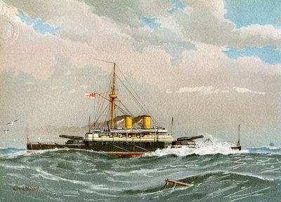 HMS Rodney, Royal Navy 1. Klasse Schlachtschiff, ca. 1890-1893 von William Frederick Mitchell
