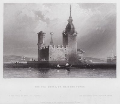Der Guz Couli oder Mädchenturm (Gravur) von William H. Bartlett