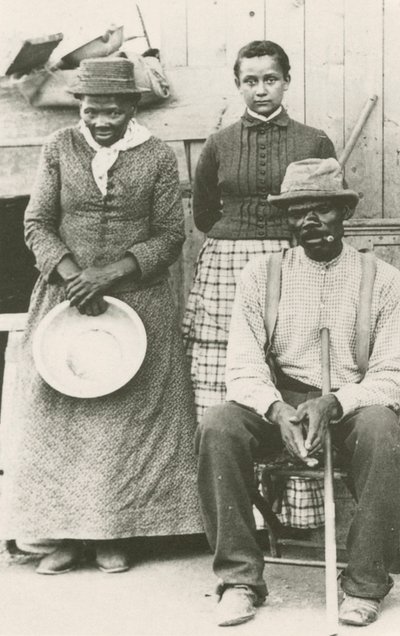 Postkarte von Harriet Tubman, Nelson Davis und Tochter Gertie, ca. 1887, gedruckt 1992 von William Haight Cheney
