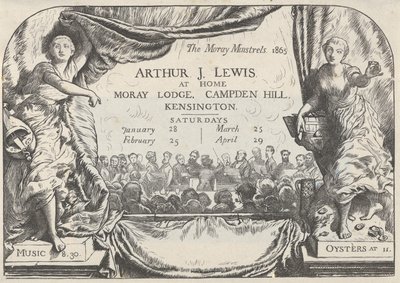 Einladungskarte der Moray Minstrels von Arthur James Lewis, 1865 von William Harcourt Hooper