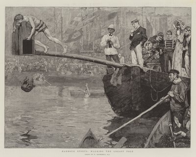 Hafensport, das Gehen auf der schmierigen Stange von William Hatherell