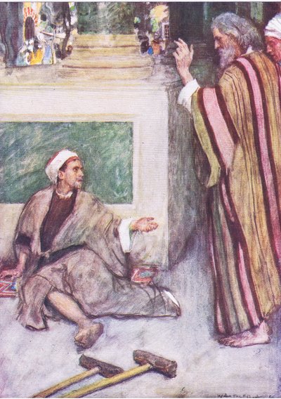 Petrus und Johannes heilen den Lahmen, aus Die Bibelgeschichte, veröffentlicht von Hodder & Stoughton, ca. 1930 von William Hatherell