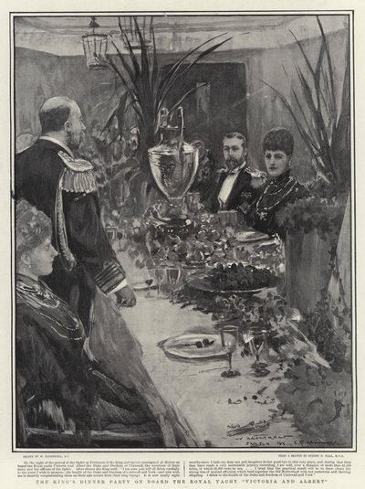 Das Abendessen des Königs an Bord der königlichen Yacht Victoria und Albert von William Hatherell