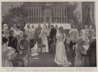 Die königliche Hochzeit in Wien, die Zeremonie in der Kapelle der Hofburg von William Hatherell