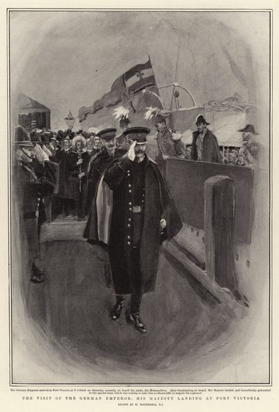 Der Besuch des deutschen Kaisers, Seine Majestät landet in Port Victoria von William Hatherell