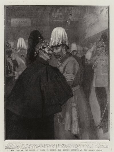 Der Besuch des Prinzen von Wales in Berlin, die Begrüßung des Kaisers am Lehrter Bahnhof von William Hatherell