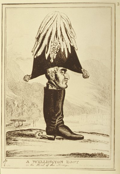 Ein Wellington-Stiefel, oder Der Kopf der Armee, 1827 von William Heath