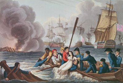 Anekdote bei der Schlacht von Trafalgar, graviert von Matthew Dubourg von William Heath
