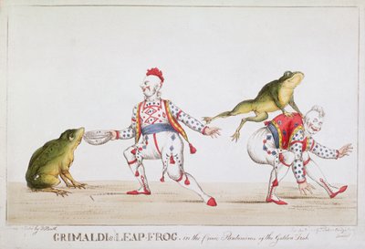 Grimaldis Froschsprung in der komischen Pantomime des Goldenen Fisches, 1812 von William Heath