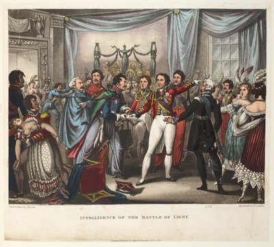 Nachricht von der Schlacht von Ligny, Aquatinta von J.C. Stadler, veröffentlicht von Tegg, April 1818 von William Heath
