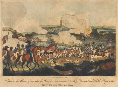 Gefangen im Moment, als die Kürassiere von dem 79. Regiment und den Scotch Greys bei der Schlacht von Waterloo umzingelt wurden, 18. Juni 1815, graviert von Romney und veröffentlicht von Richard Evans, 1816 von William Heath