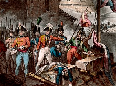 Der Herzog von Wellington bei der Einnahme von Ciudad Rodrigo, Spanien, Halbinselkrieg, 1812 von William Heath
