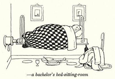 Ein Junggesellen-Wohn-Schlafzimmer von William Heath Robinson
